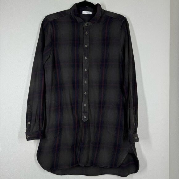 Free People x CP Shades Plaid Long Sleeve Flannel Tunic Top Button Front Medium - Picture 1 of 7